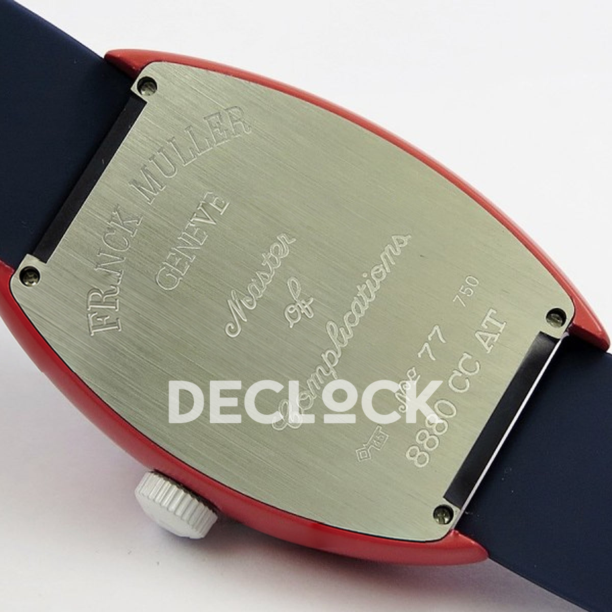 Franck Muller Crazy Hours Red PVD Blue Dial - Case back engraving