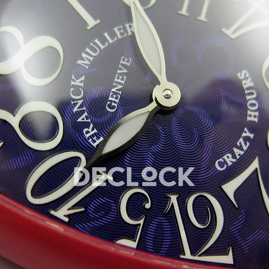 Franck Muller Crazy Hours Red PVD Blue Dial - Guilloche dial detail