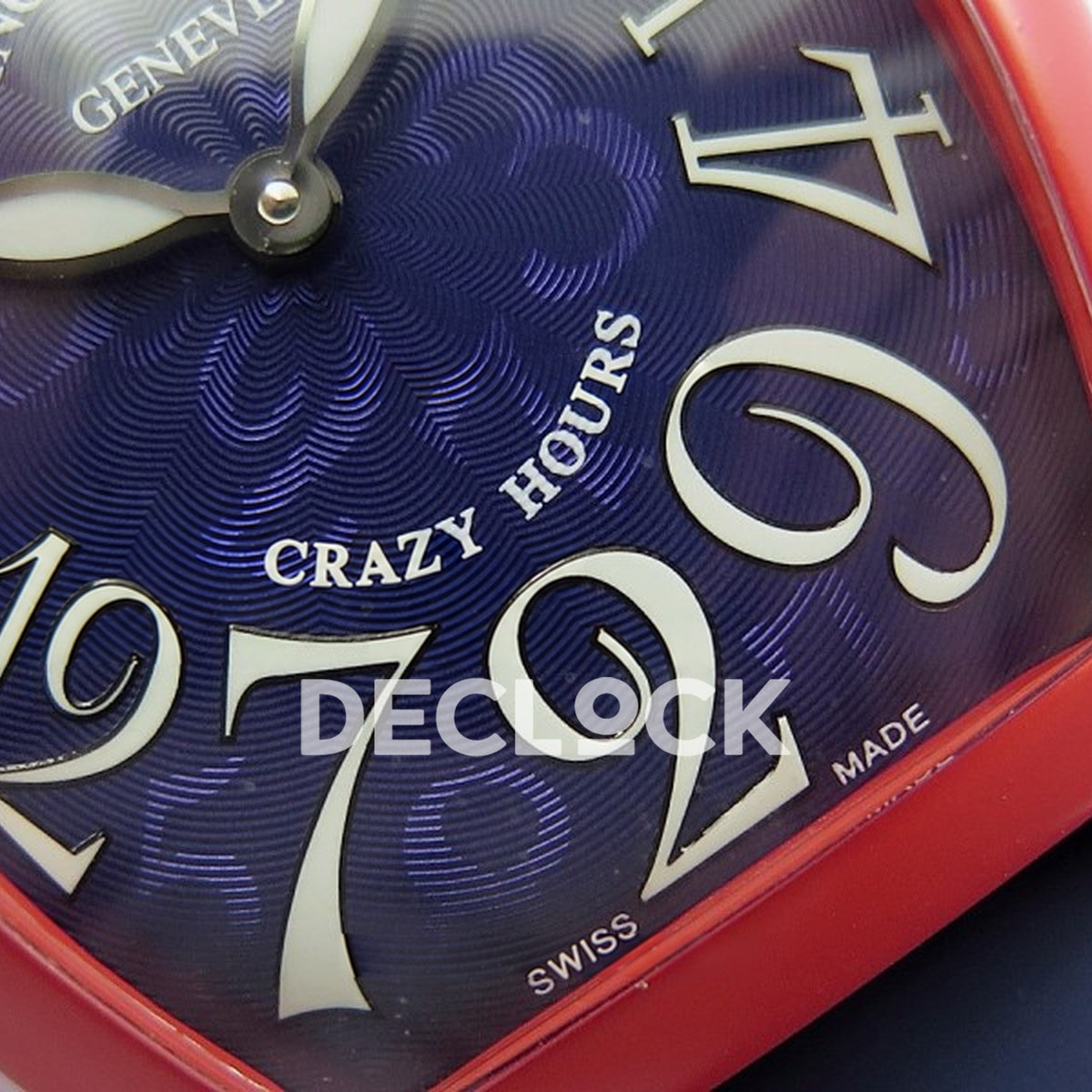 Franck Muller Crazy Hours Red PVD Blue Dial - Hands and numerals detail