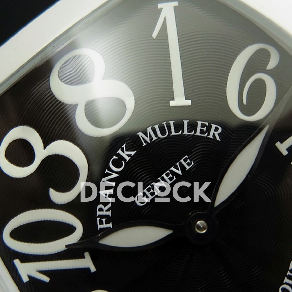 Franck Muller Crazy Hours White PVD Black Dial - Brand and dial detail