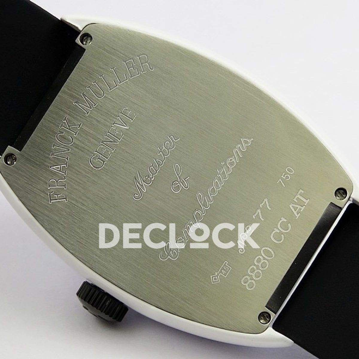 Franck Muller Crazy Hours White PVD Black Dial - Case back engraving