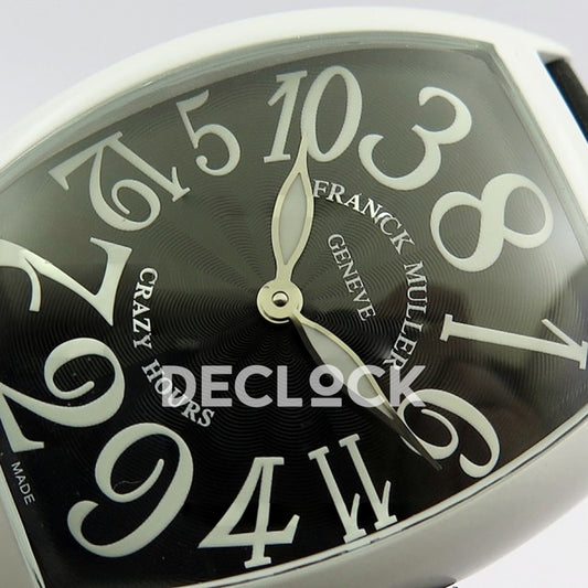 Franck Muller Crazy Hours White PVD Black Dial - Dial close-up