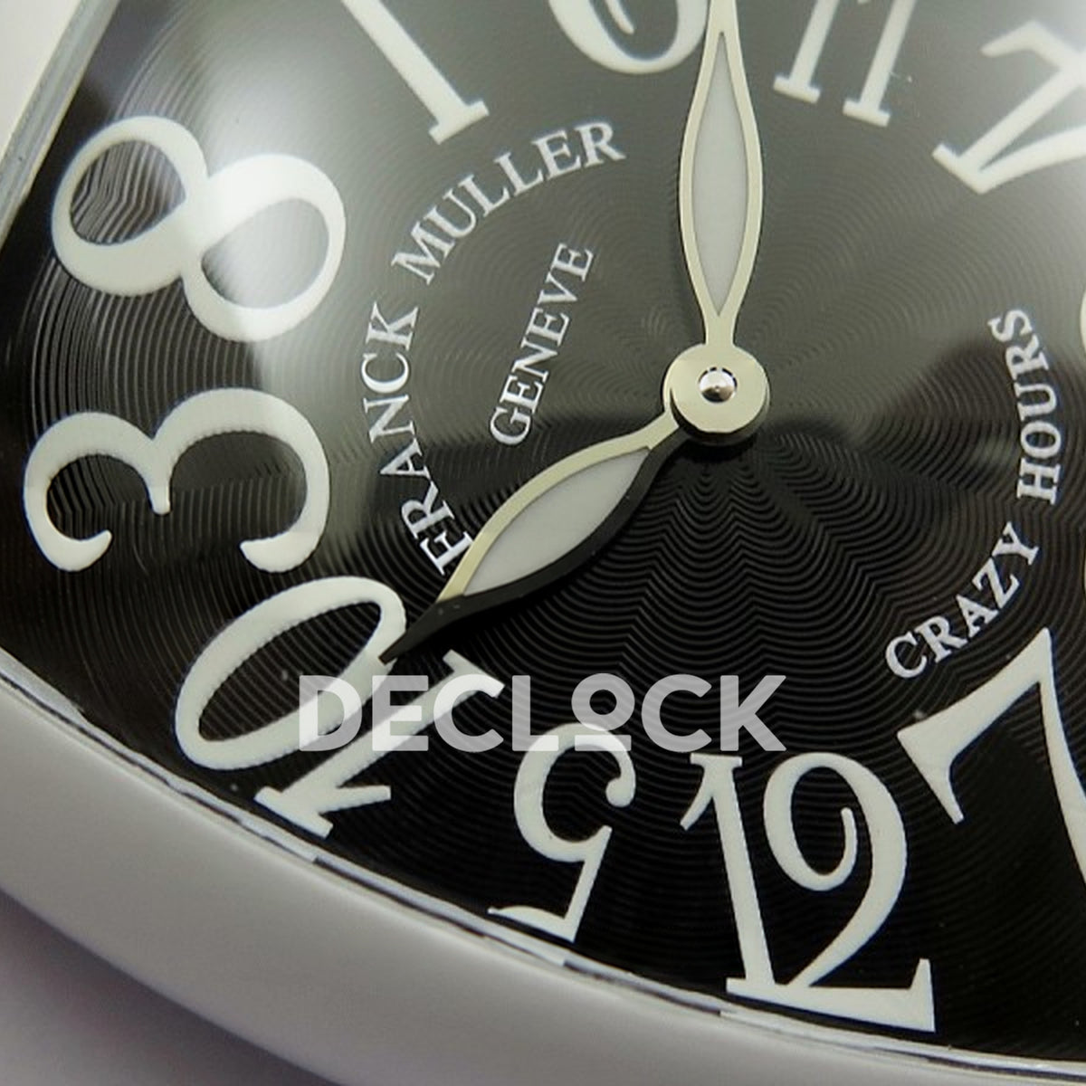 Franck Muller Crazy Hours White PVD Black Dial - Guilloche dial detail