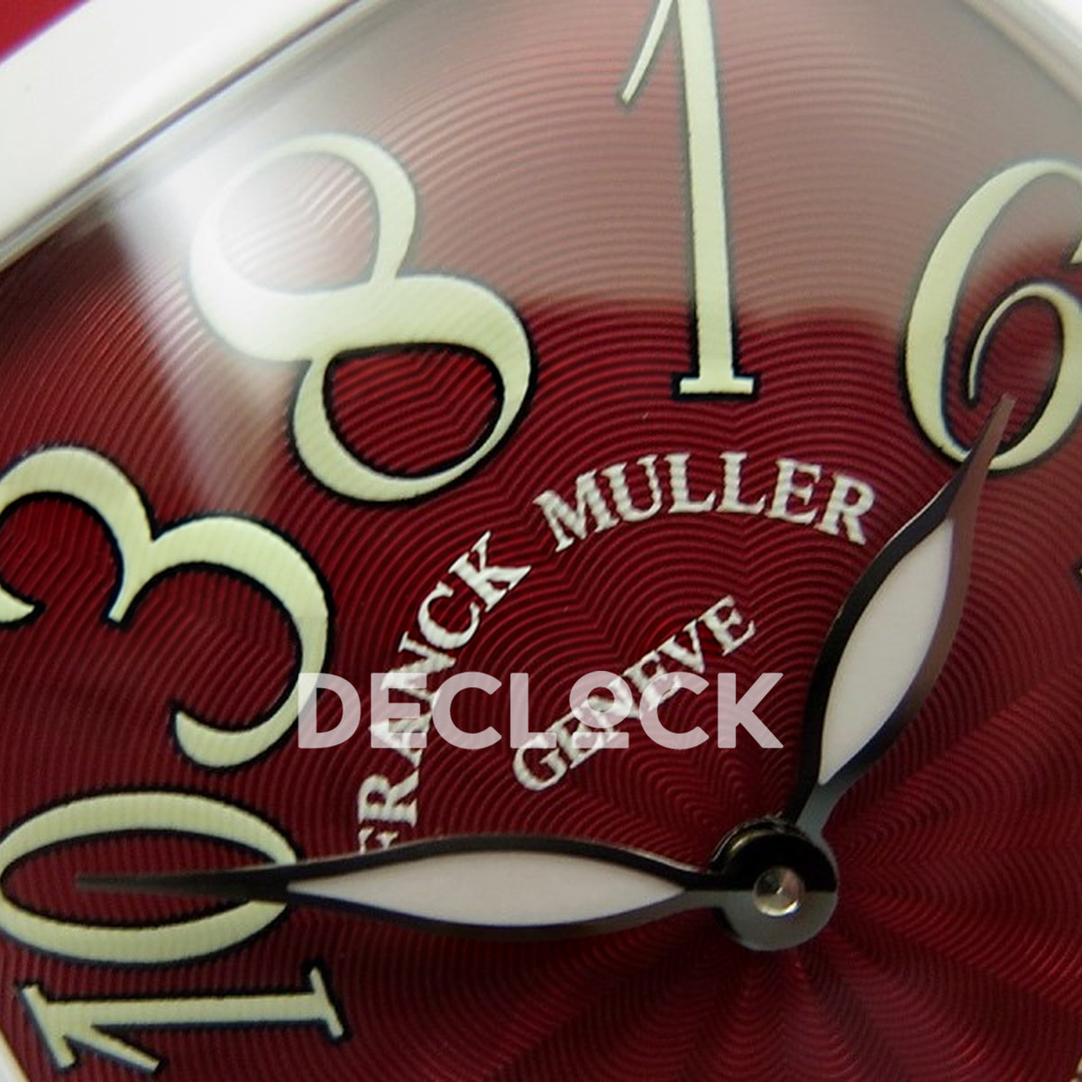 Franck Muller Crazy Hours White PVD Red Dial - Brand and dial detail