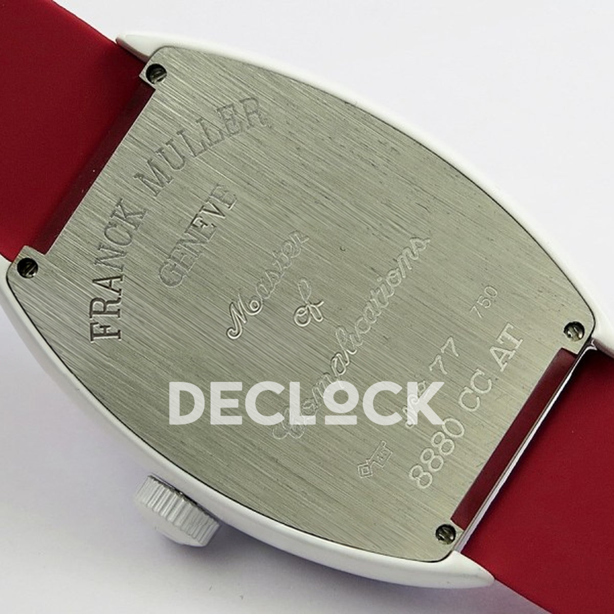 Franck Muller Crazy Hours White PVD Red Dial - Case back engraving