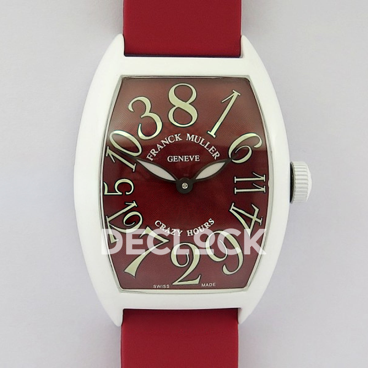 Franck Muller Crazy Hours White PVD Red Dial - Front view