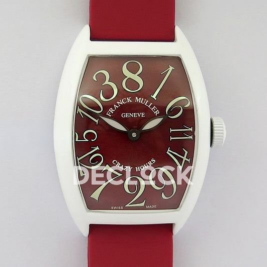 Franck Muller Crazy Hours White PVD Red Dial - Front view