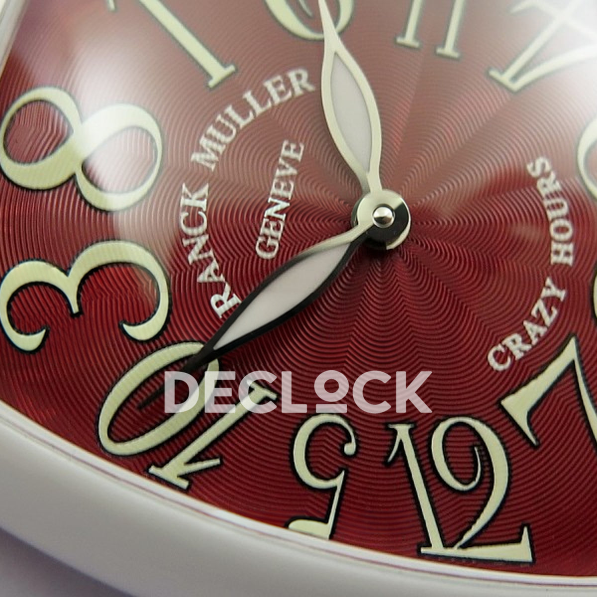 Franck Muller Crazy Hours White PVD Red Dial - Guilloche dial detail