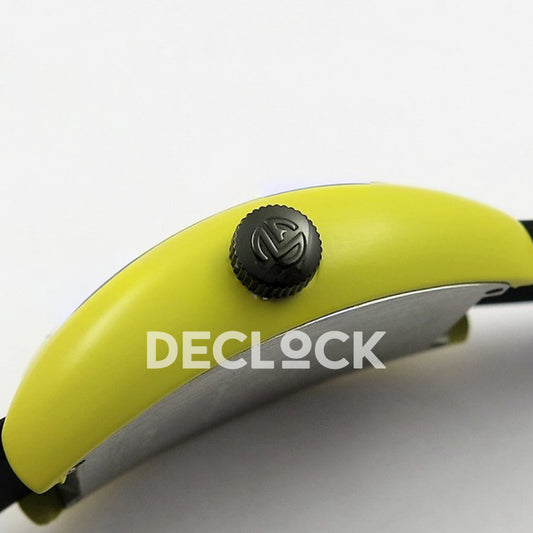Franck Muller Crazy Hours Yellow PVD Black Dial Color Dreams - Crown side profile
