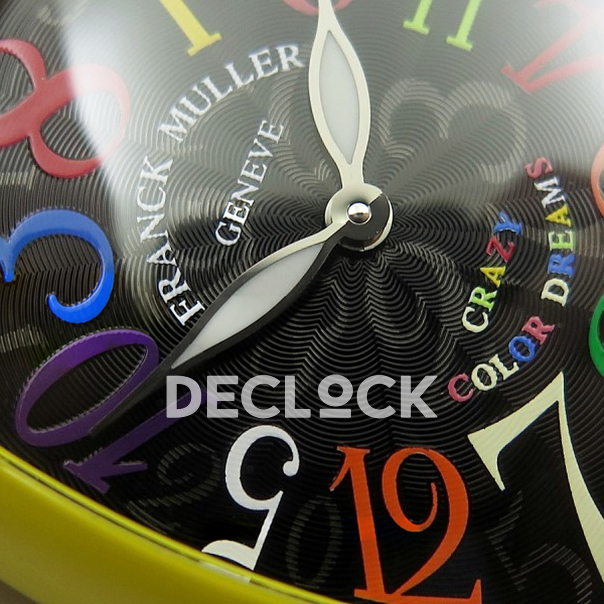 Franck Muller Crazy Hours Yellow PVD Black Dial Color Dreams - Guilloche dial detail