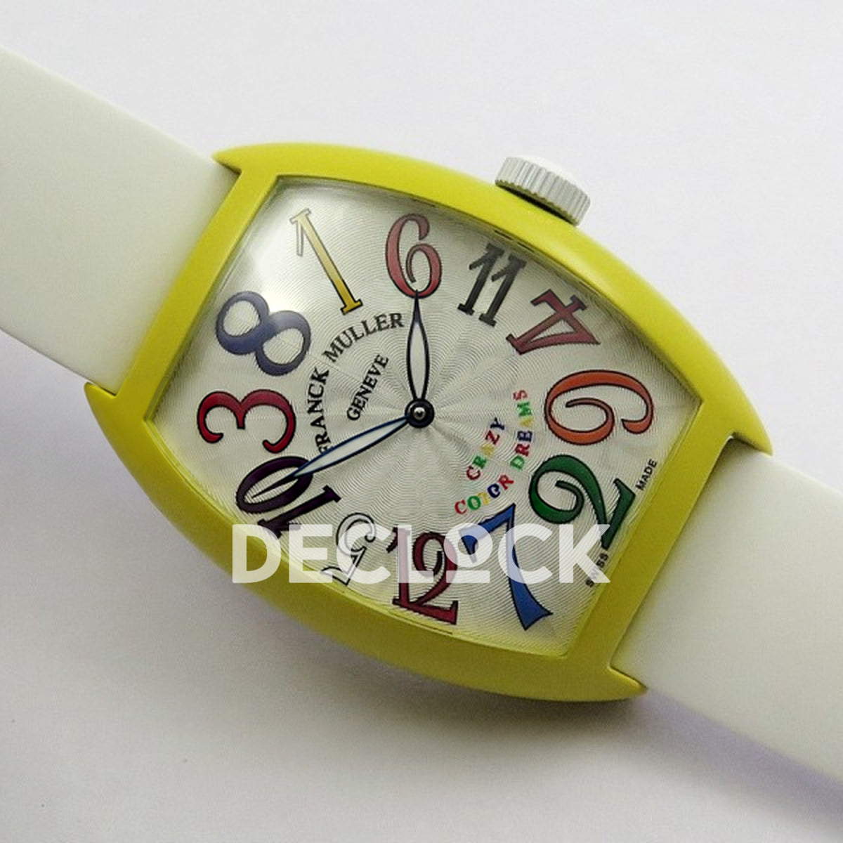 Franck Muller Crazy Hours Yellow PVD White Dial Color Dreams - Angled front view