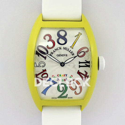 Franck Muller Crazy Hours Yellow PVD White Dial Color Dreams - Front view