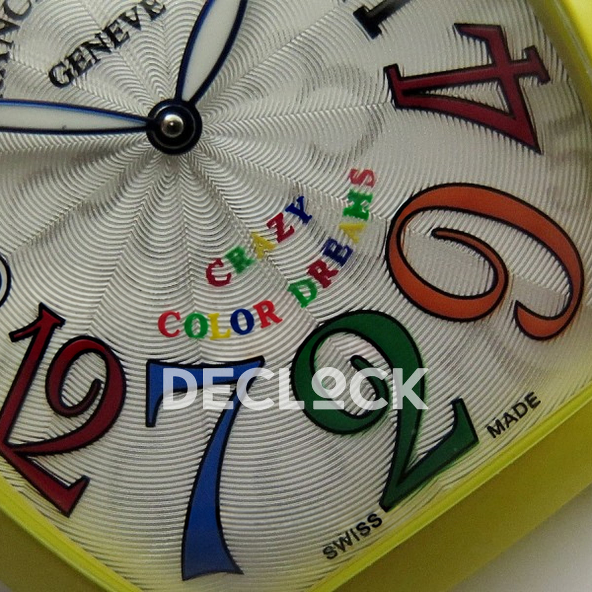 Franck Muller Crazy Hours Yellow PVD White Dial Color Dreams - Hands and numerals detail