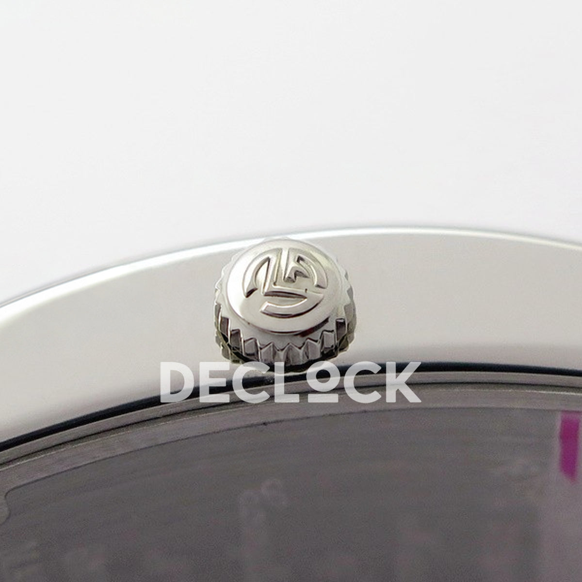 Franck Muller Master Square White Multicolor Arabic Dial Black Leather - Crown close-up