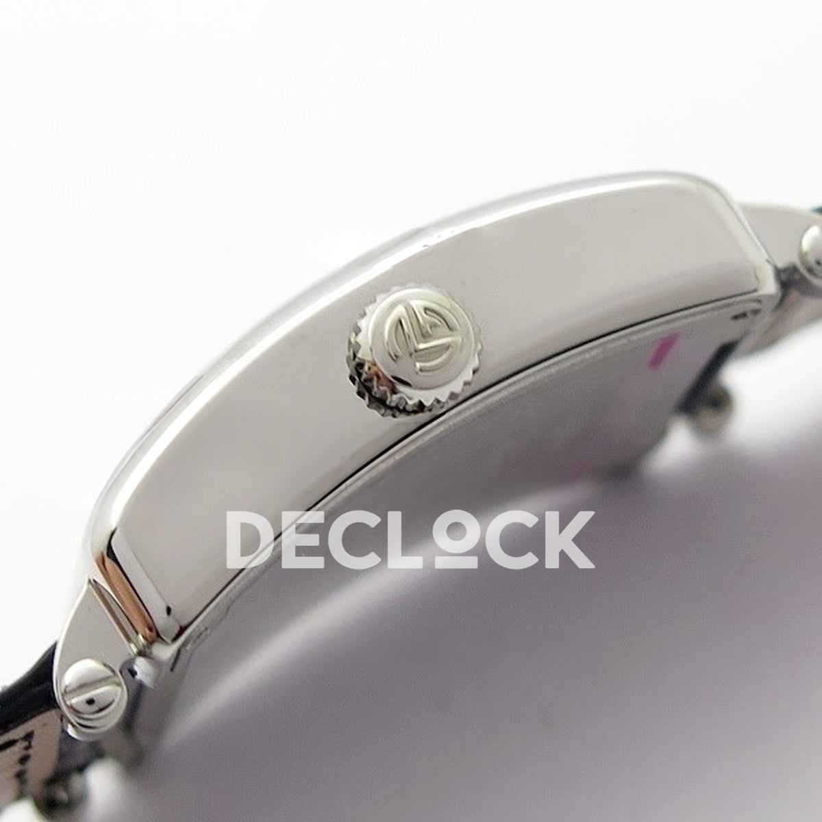 Franck Muller Master Square White Multicolor Arabic Dial Black Leather - Crown side profile