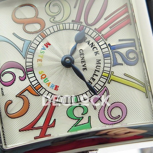 Franck Muller Master Square White Multicolor Arabic Dial Black Leather - Dial close-up