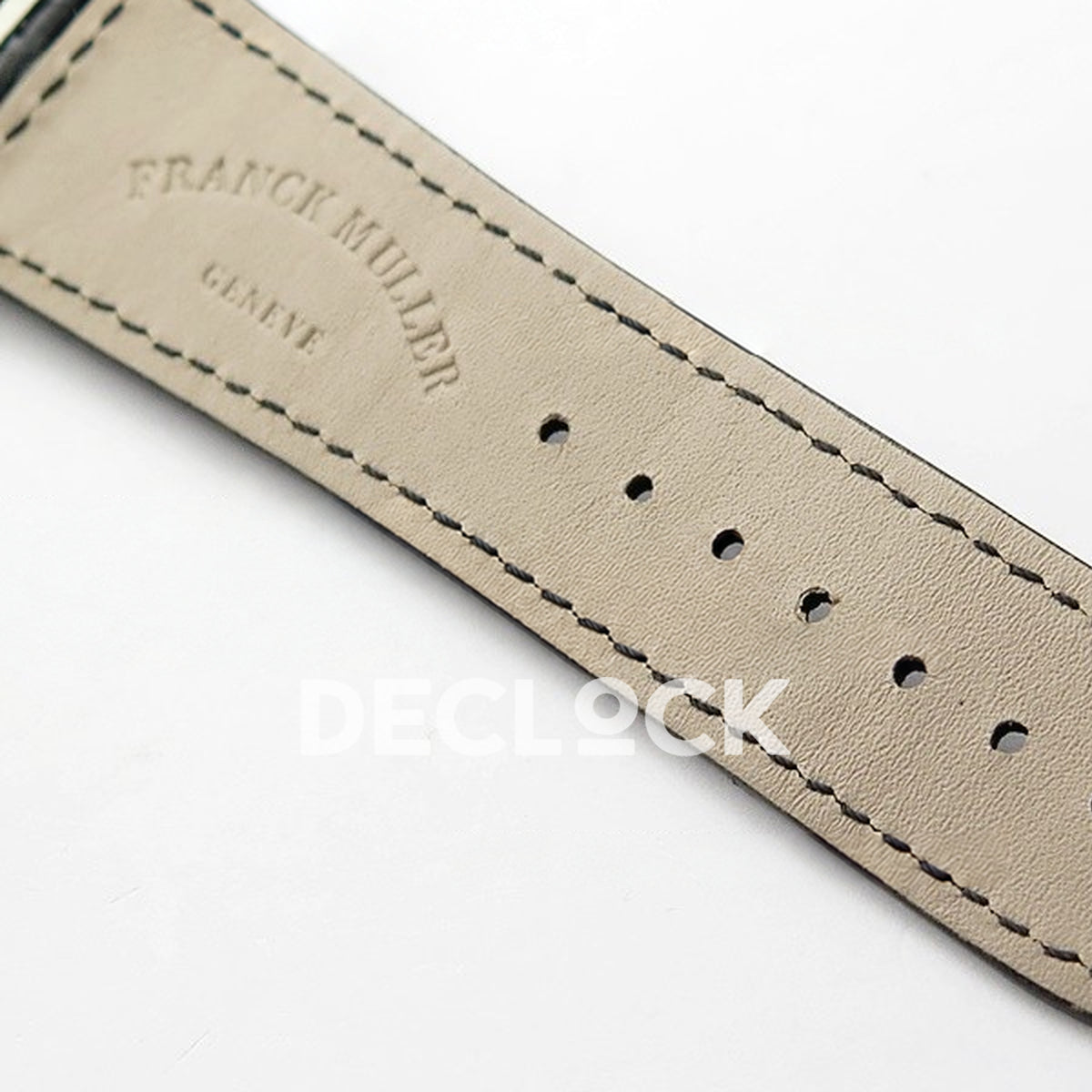 Franck Muller Master Square White Multicolor Arabic Dial Black Leather - Leather strap reverse