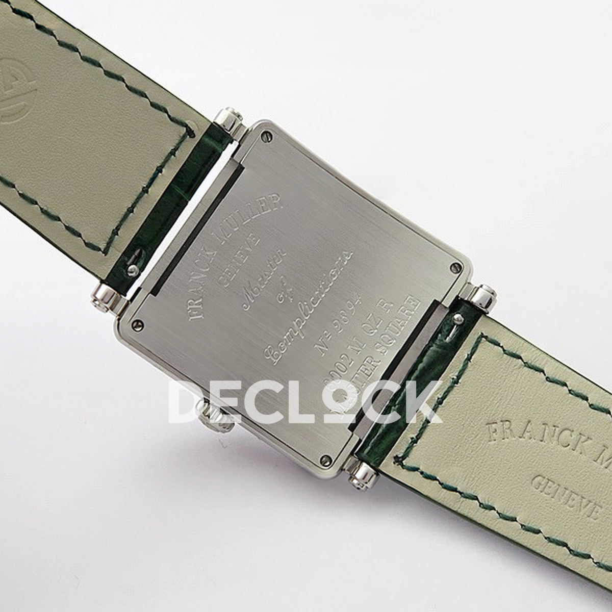 Franck Muller Master Square White Multicolor Arabic Dial Green Leather - Case back and strap