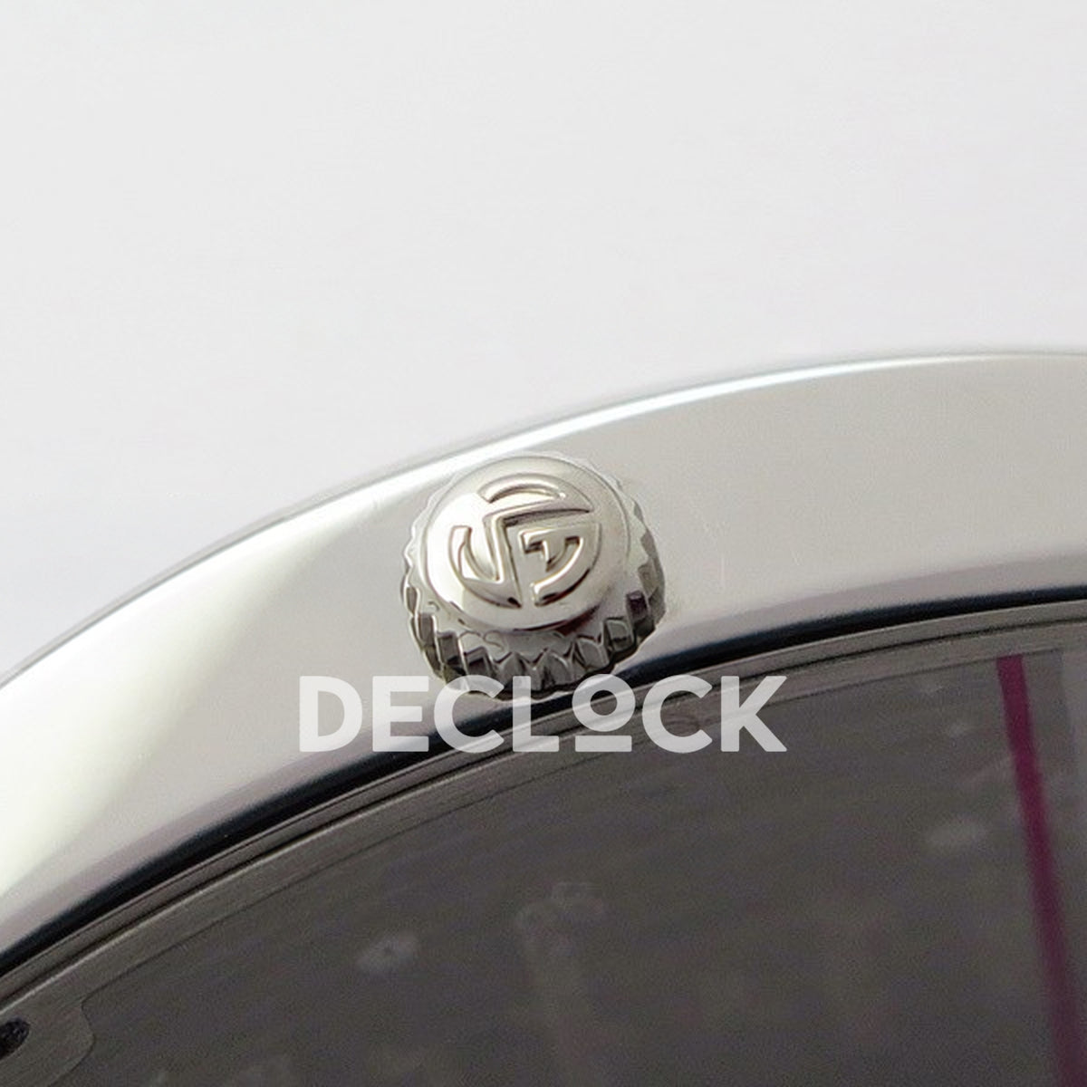 Franck Muller Master Square White Multicolor Arabic Dial Green Leather - Crown close-up