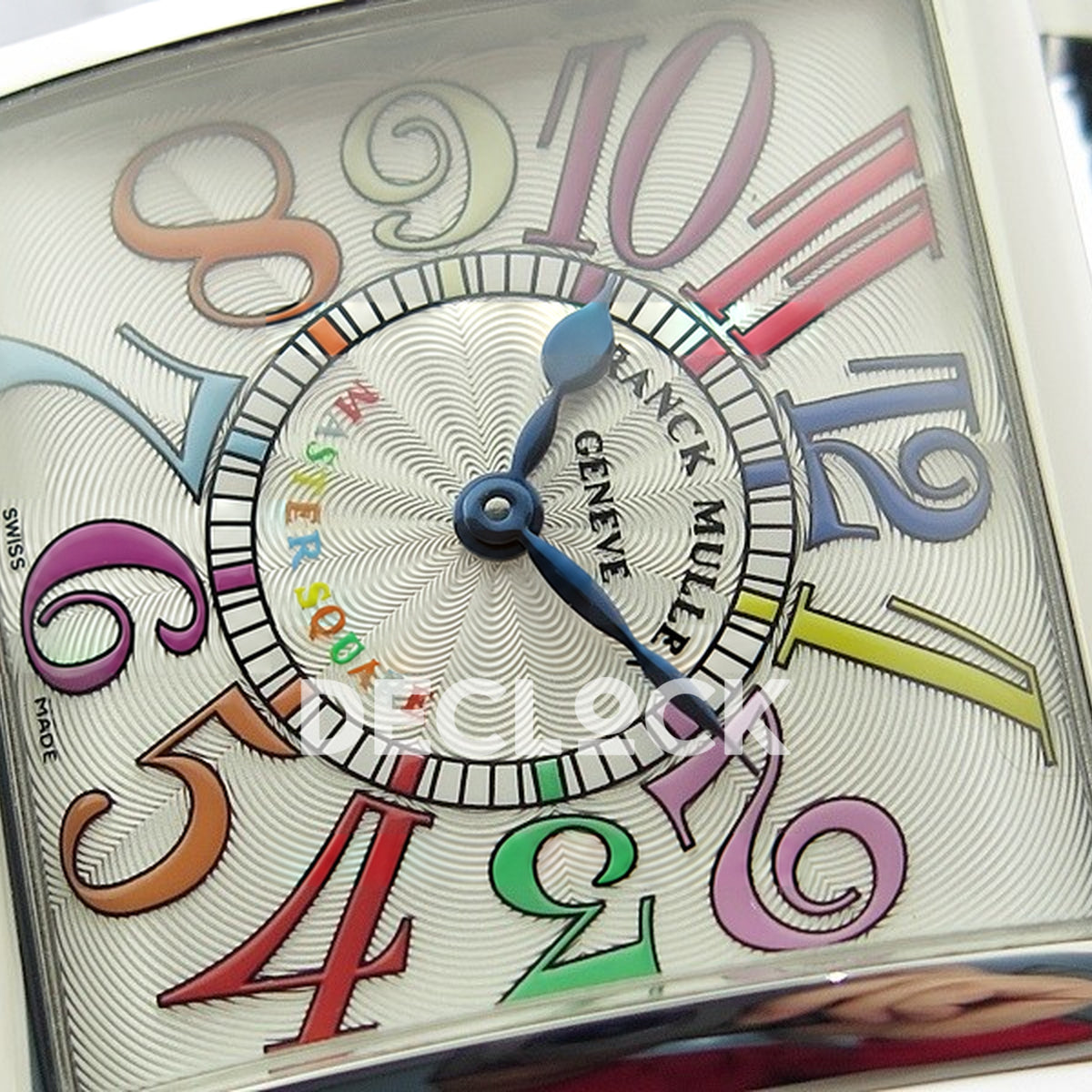 Franck Muller Master Square White Multicolor Arabic Dial Green Leather - Dial close-up