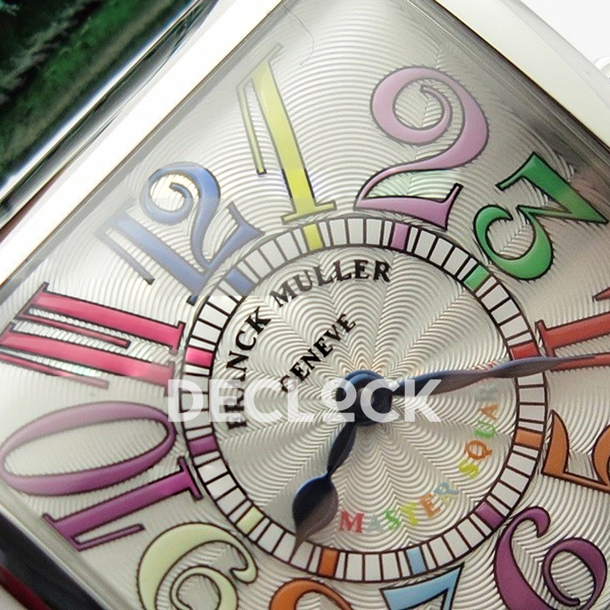 Franck Muller Master Square White Multicolor Arabic Dial Green Leather - Dial texture