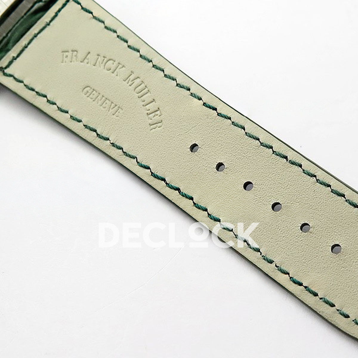Franck Muller Master Square White Multicolor Arabic Dial Green Leather - Leather strap reverse