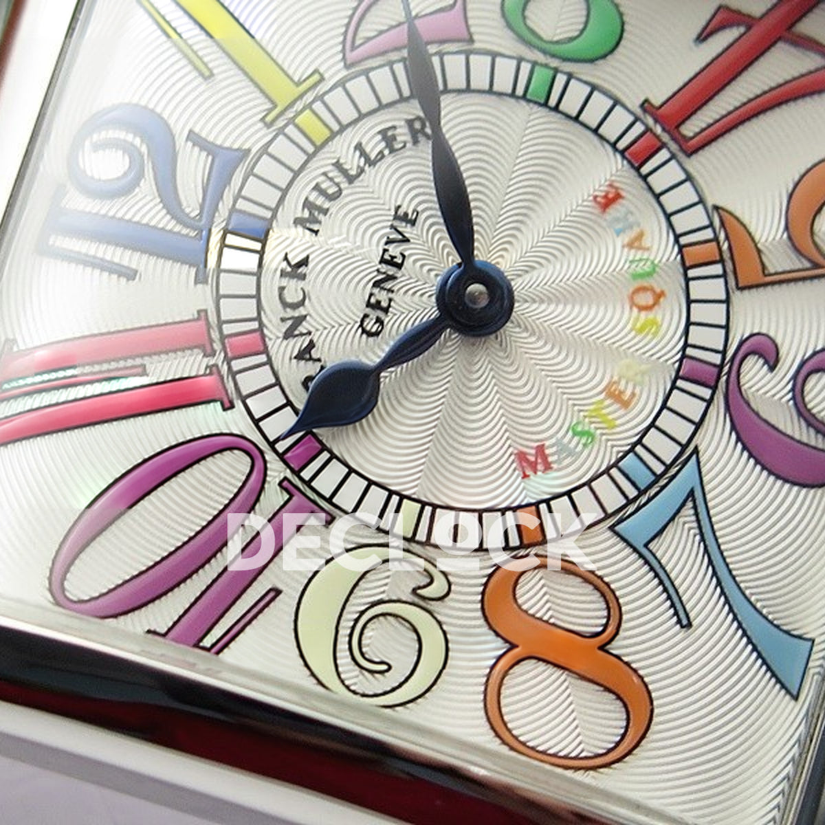 Franck Muller Master Square White Multicolor Arabic Dial Green Leather - Numerals detail
