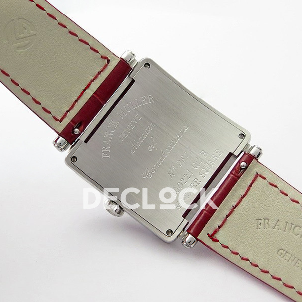 Franck Muller Master Square White Multicolor Arabic Dial Red Leather - Case back and strap