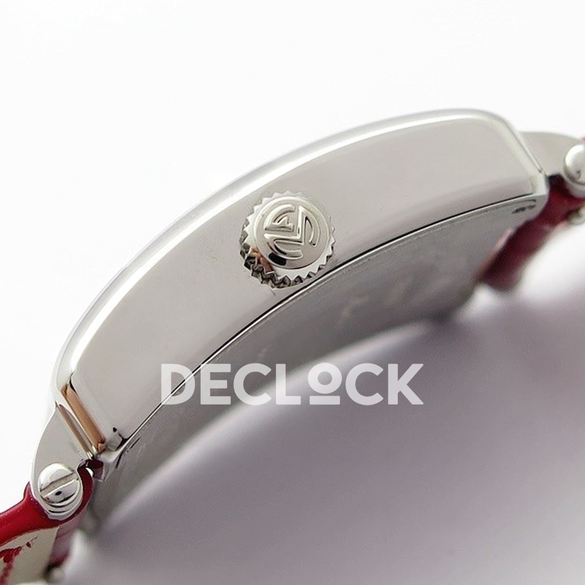 Franck Muller Master Square White Multicolor Arabic Dial Red Leather - Crown side profile
