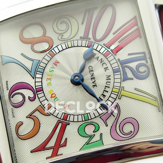 Franck Muller Master Square White Multicolor Arabic Dial Red Leather - Dial close-up