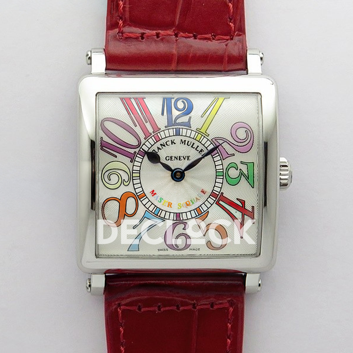 Franck Muller Master Square White Multicolor Arabic Dial Red Leather - Front view