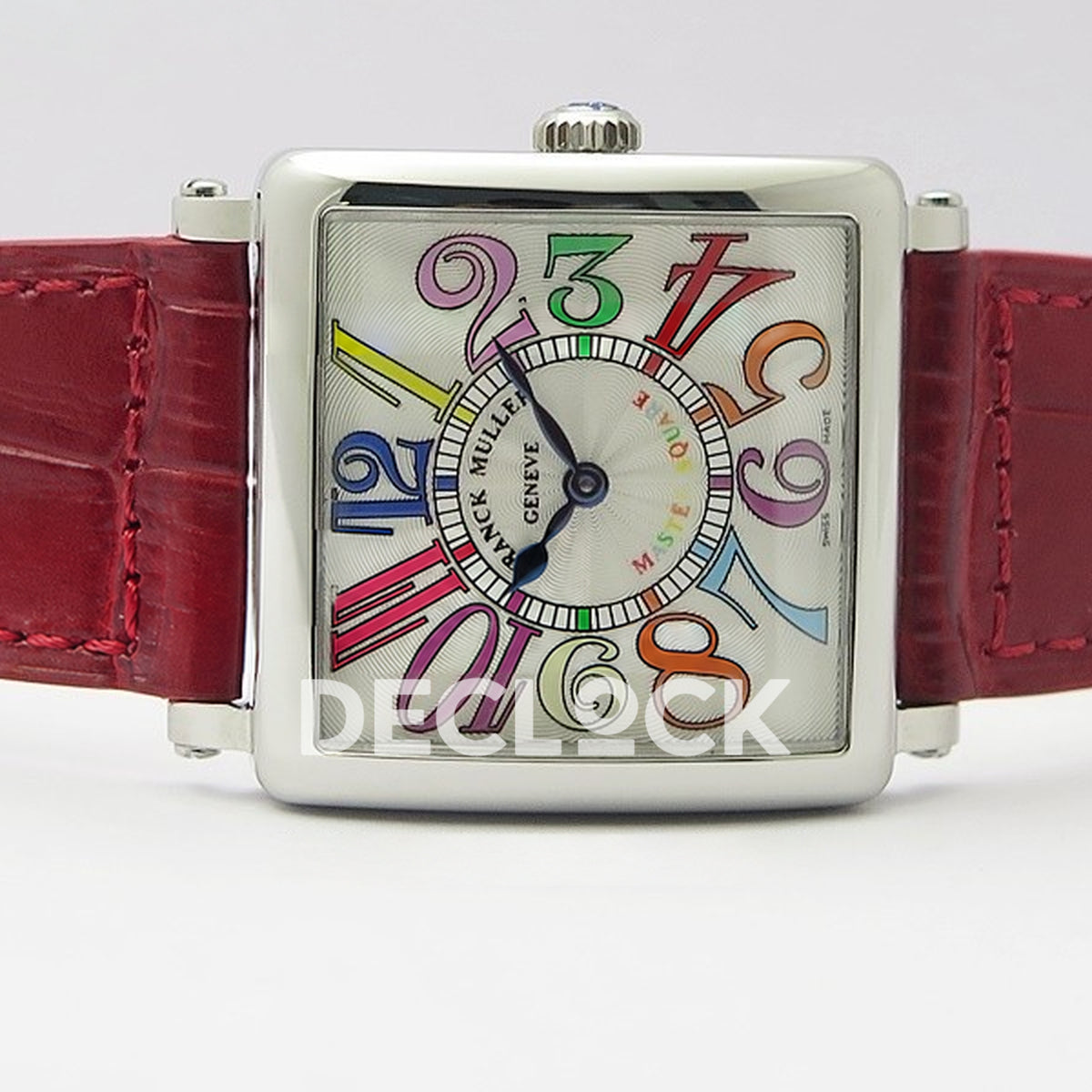 Franck Muller Master Square White Multicolor Arabic Dial Red Leather - Horizontal front view