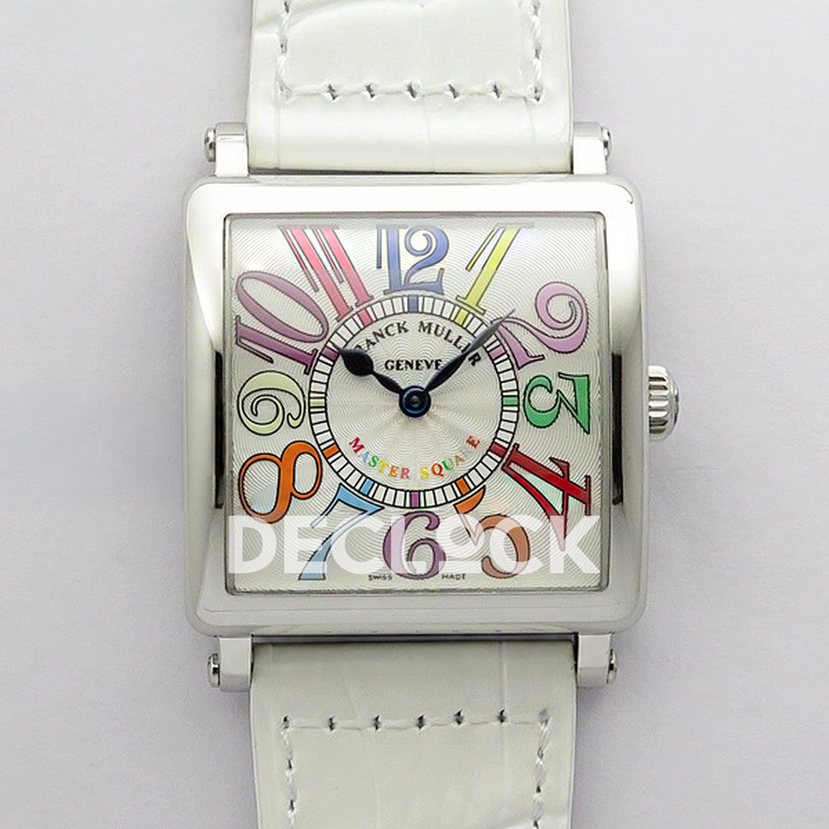 Franck Muller Master Square White Multicolor Arabic Dial White Leather - Front view