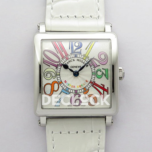Franck Muller Master Square White Multicolor Arabic Dial White Leather - Front view