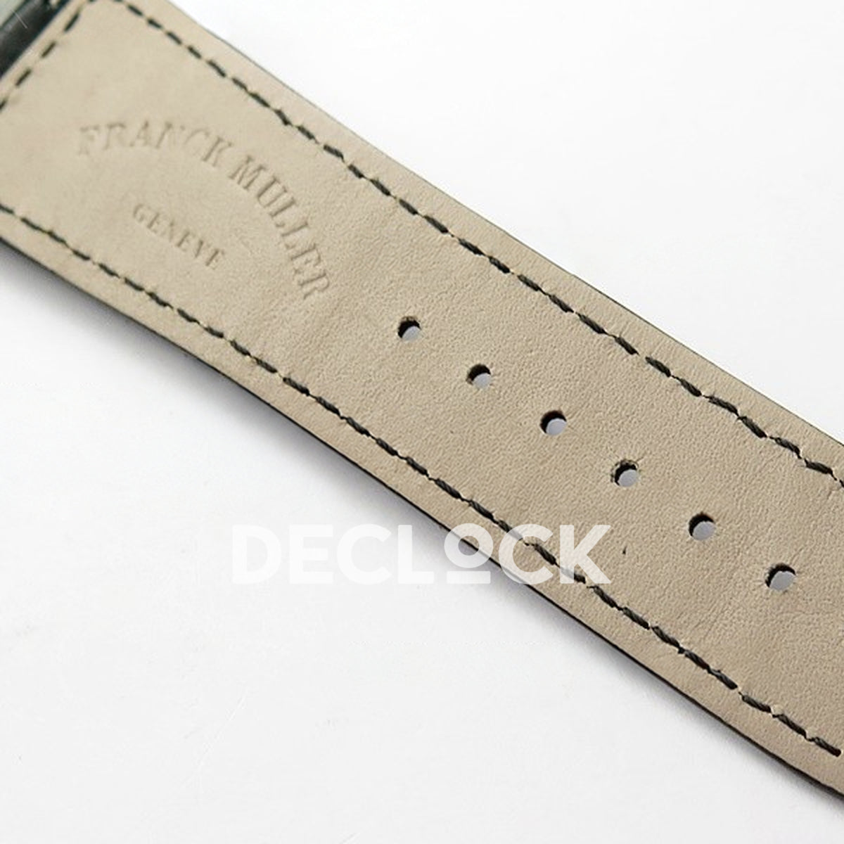 Franck Muller Master Square White Multicolor Roman Dial Black Leather - Leather strap reverse