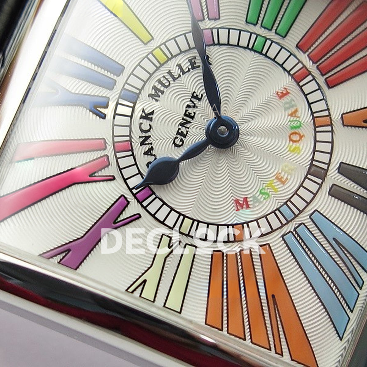 Franck Muller Master Square White Multicolor Roman Dial Black Leather - Numerals detail