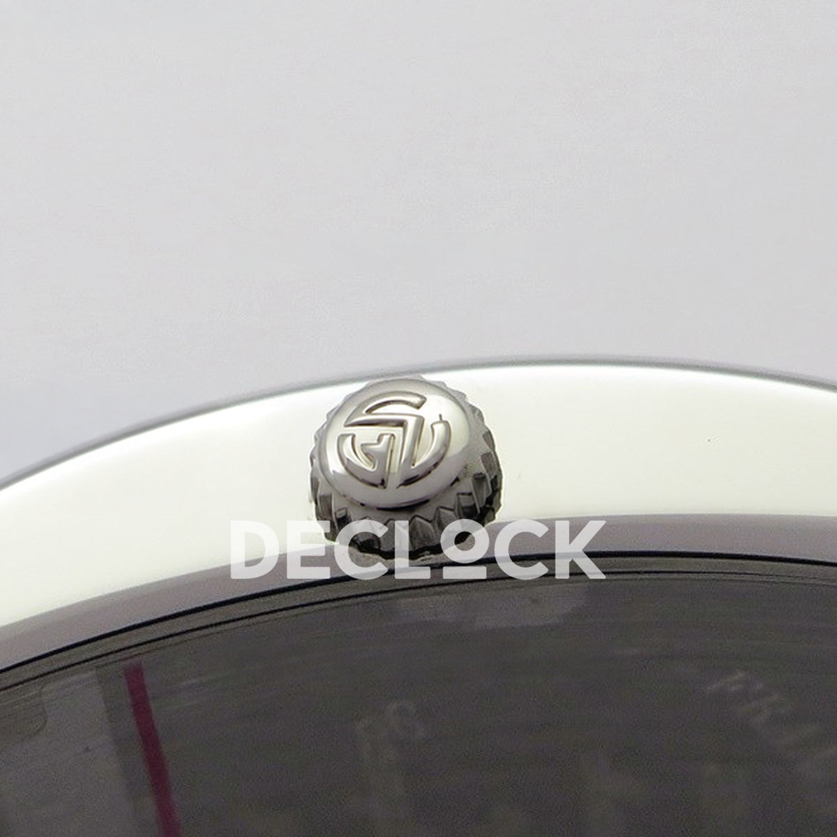 Franck Muller Master Square White Multicolor Roman Dial Green Leather - Crown close-up
