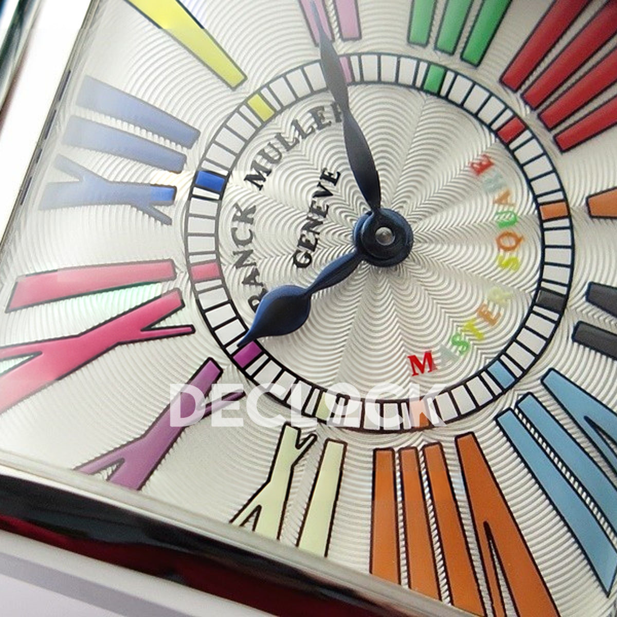 Franck Muller Master Square White Multicolor Roman Dial Green Leather - Numerals detail