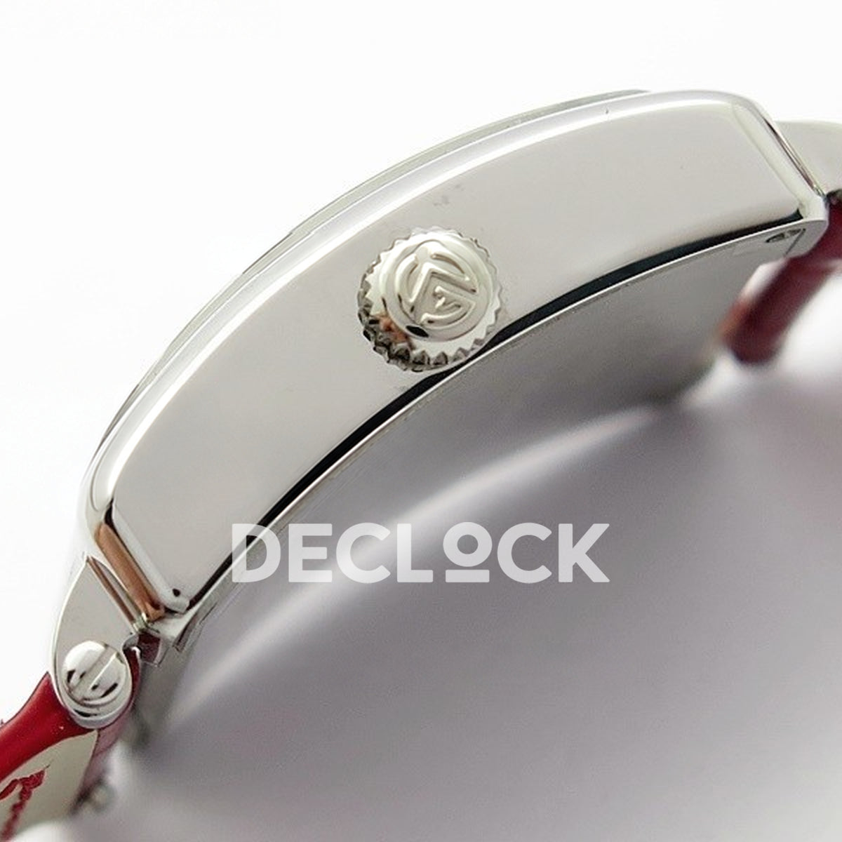 Franck Muller Master Square White Multicolor Roman Dial Red Leather - Crown side profile