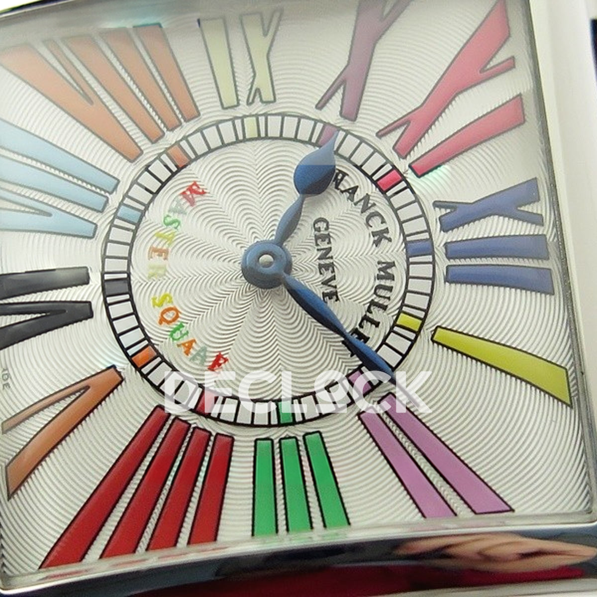 Franck Muller Master Square White Multicolor Roman Dial Red Leather - Dial close-up