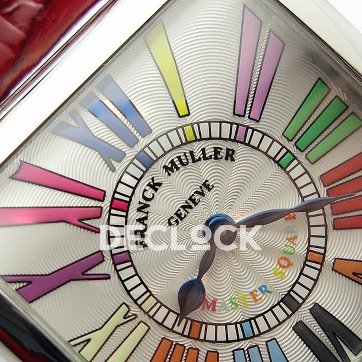 Franck Muller Master Square White Multicolor Roman Dial Red Leather - Dial texture
