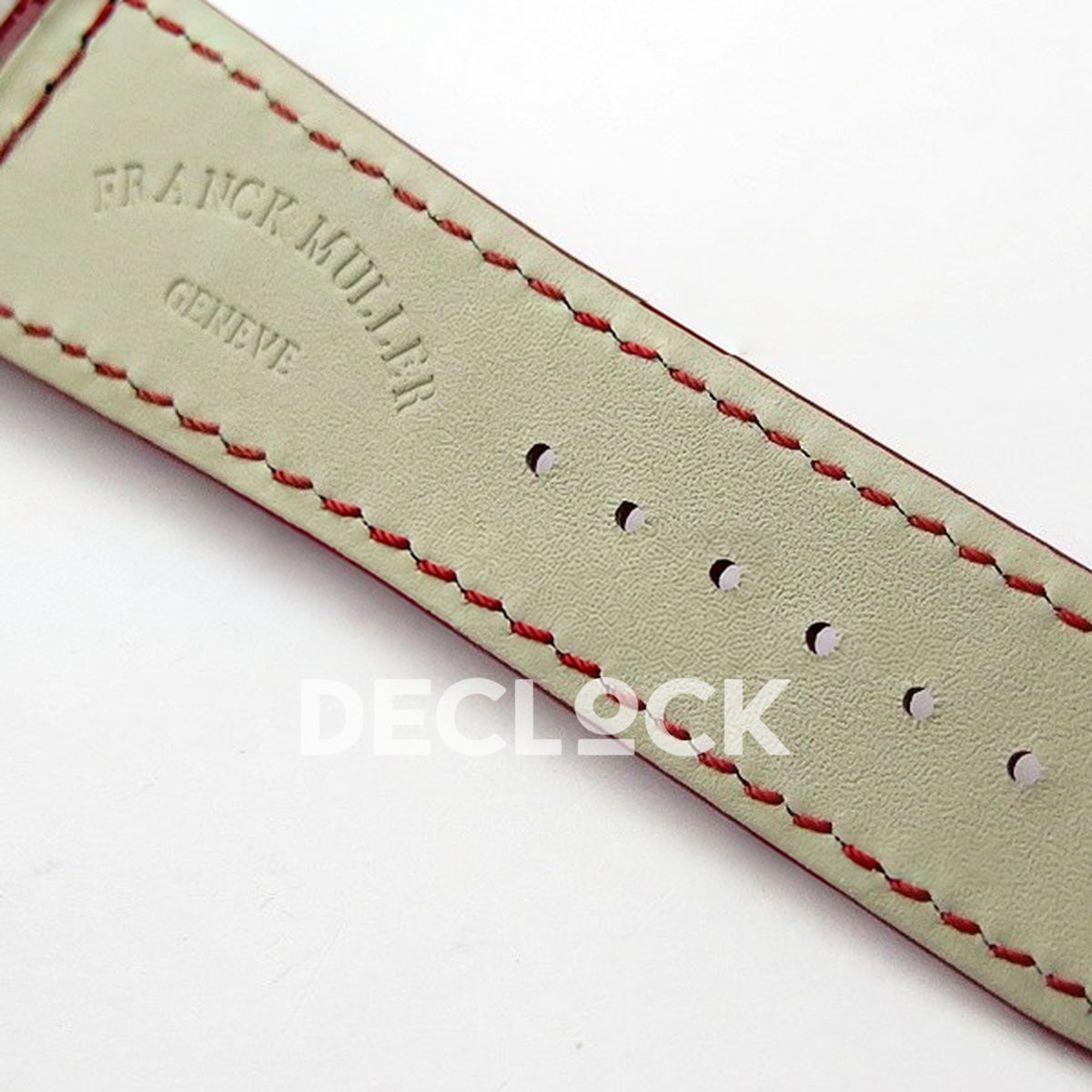 Franck Muller Master Square White Multicolor Roman Dial Red Leather - Leather strap reverse