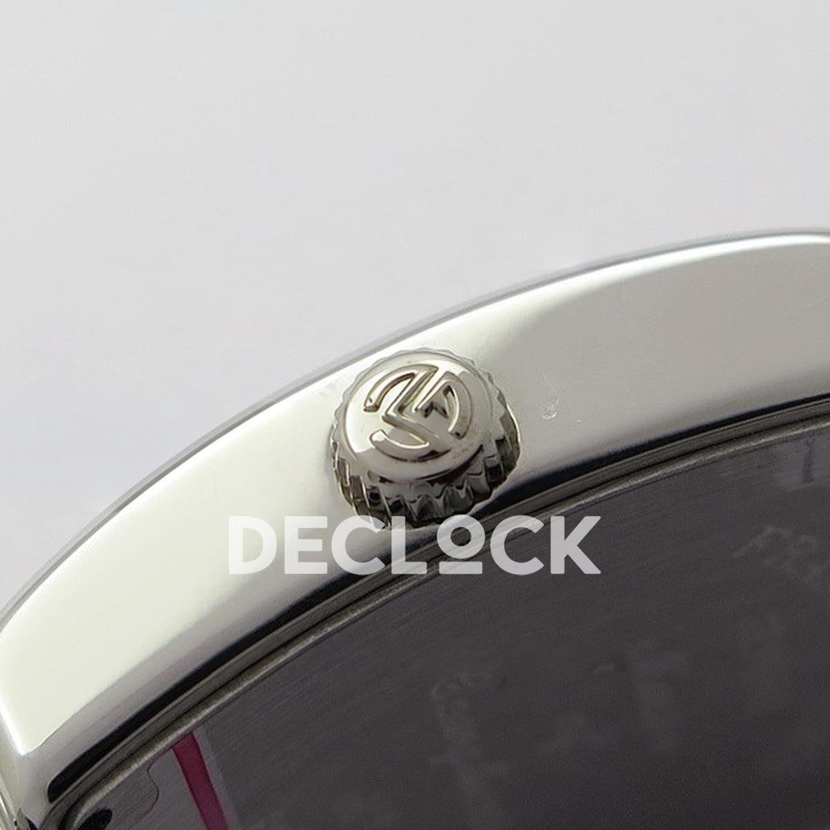 Franck Muller Master Square White Multicolor Roman Dial White Leather - Crown close-up