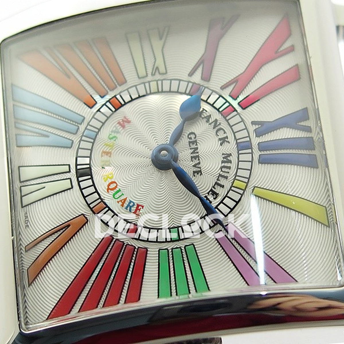 Franck Muller Master Square White Multicolor Roman Dial White Leather - Dial close-up
