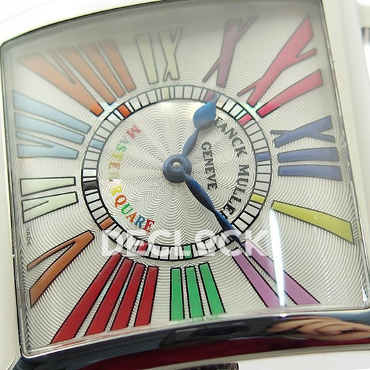 Franck Muller Master Square White Multicolor Roman Dial White Leather - Dial close-up