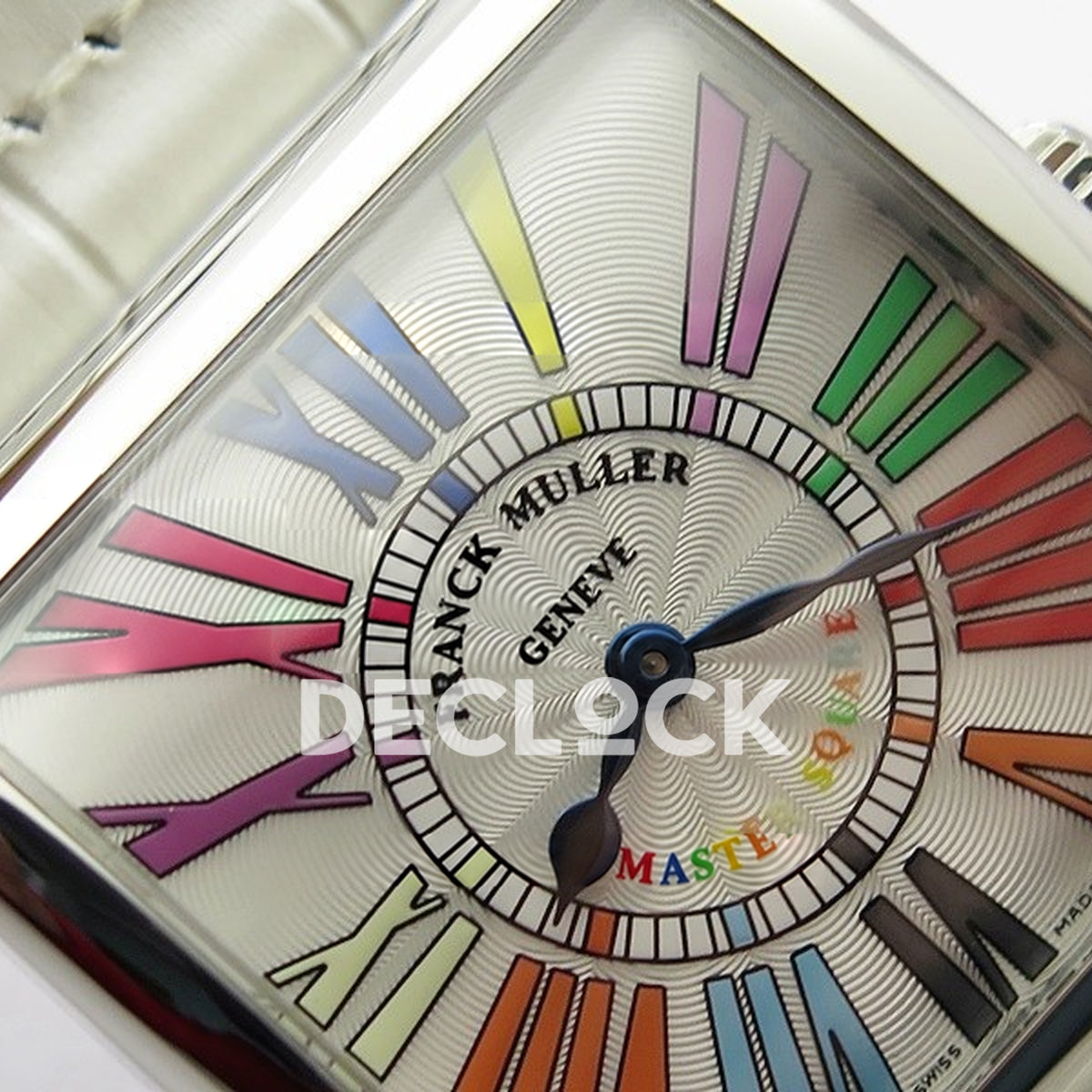 Franck Muller Master Square White Multicolor Roman Dial White Leather - Dial texture