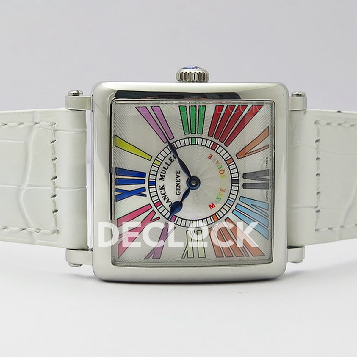 Franck Muller Master Square White Multicolor Roman Dial White Leather - Horizontal front view