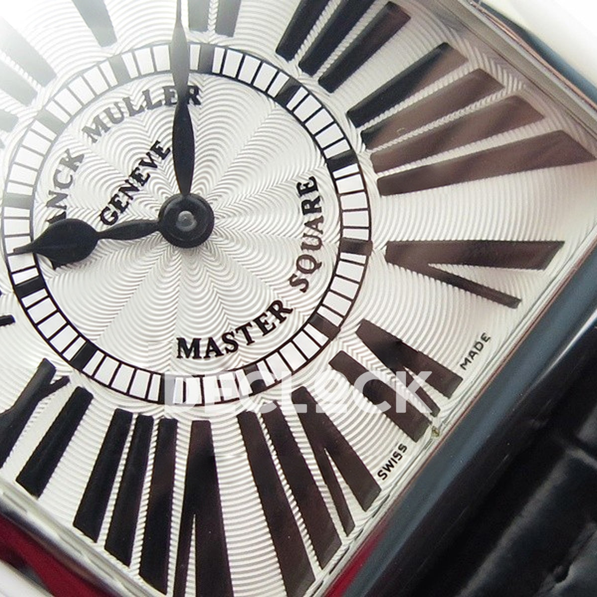 Franck Muller Master Square White Roman Dial Black Leather - Hands and dial detail