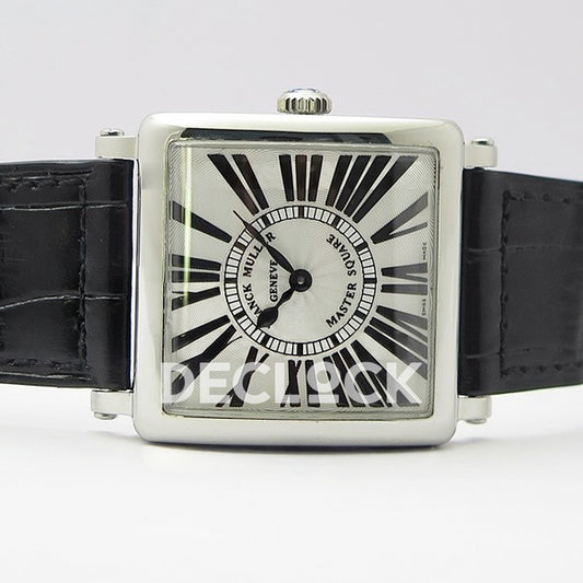 Franck Muller Master Square White Roman Dial Black Leather - Horizontal front view