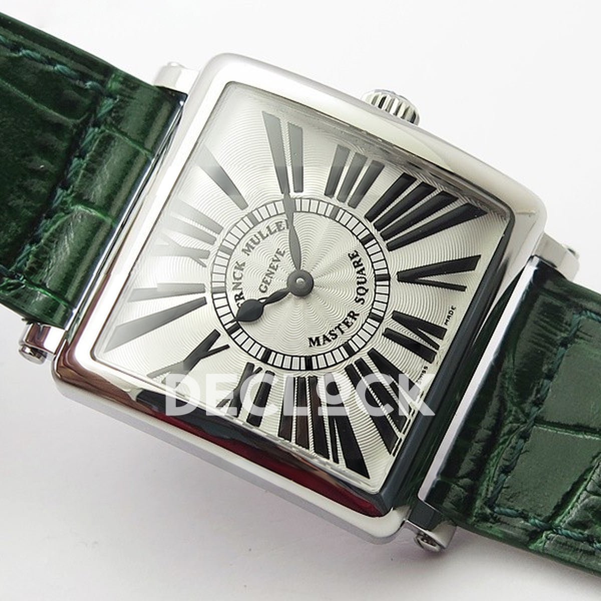 Franck Muller Master Square White Roman Dial Green Leather - Angled front view